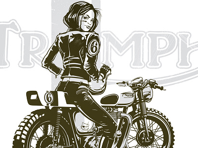 Boesch Cafe Babe bike brat british cafe racer cycle motorcycle pinup triumph vintage