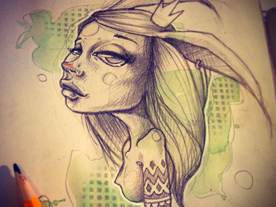 Doodle art colors face hair illustration ink pattern rabbit sketch tattoo woman