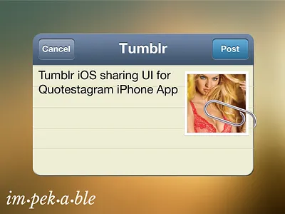 Tumblr iOS Sharing UI app blue card design facebook freebie ios iphone mobile photoshop psd retina share tumblr twitter ui yellow