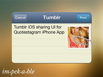 Tumblr iOS Sharing UI app blue card design facebook freebie ios iphone mobile photoshop psd retina share tumblr twitter ui yellow