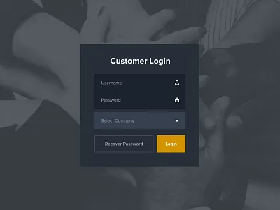 Dark Login clean dark flat gold icons login minimal ui