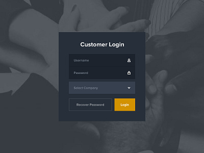 Dark Login clean dark flat gold icons login minimal ui