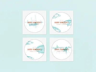 Harry Ramsden's Rebrand Coasters branding fish fish and chips harry ramsdens print seaside