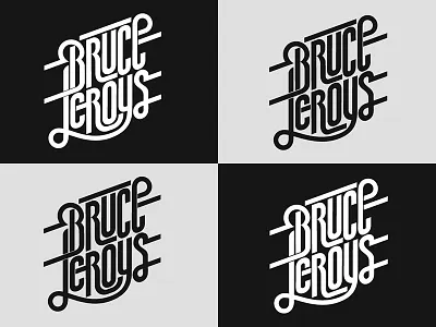 Bruce Leroys logo, vector versions 80s chrome lettering logo design typography