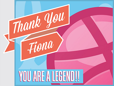 Thanks Fiona ball debut design dribbble dribbble invite first shot illustration invitation invite retro script thank you thanks