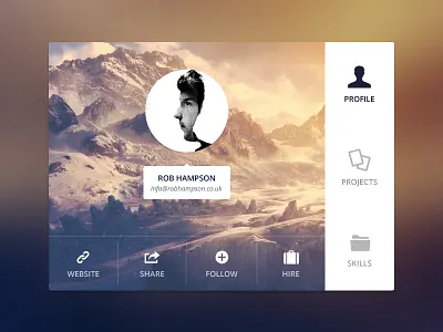 User Details card contact designer interface minimal mountains photography profile simple skills ui user interface ux