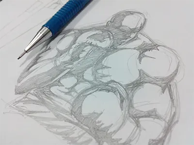 The Brawler boxer boxing fighter nesta paper pencil white