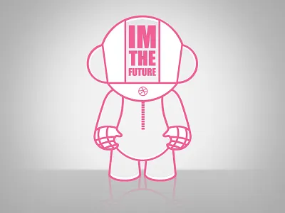 Im The Future Robot dribbble futuristic grey pink robot