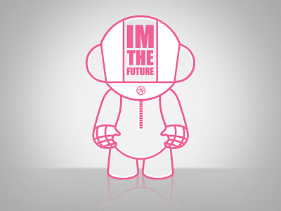 Im The Future Robot dribbble futuristic grey pink robot