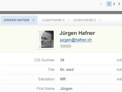 Tabs personal info tab table