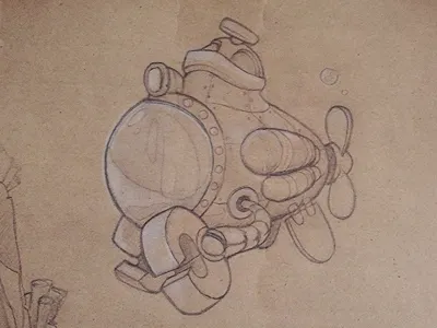 Dr-Dr-Dr-Dr-Submarine Sketch character pencil sketch submarine