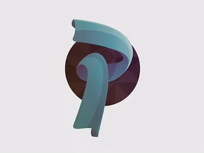 Curly P color logo p p letter shadow typography vector