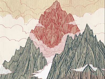 Grand Teton Ski Topsheet mountains printmaking ski skiing skis teton woodcut