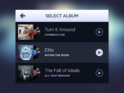 Select Album ios iphone mobile music music player ui user interface