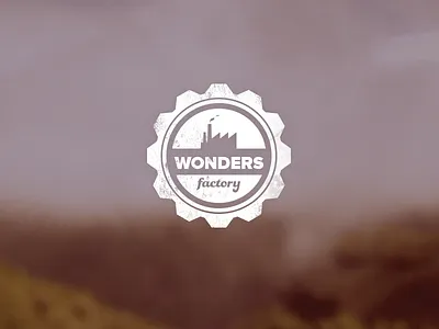 Wonders Factory Logo brand branding cog factory flat logo retro typography vintage wonders factory