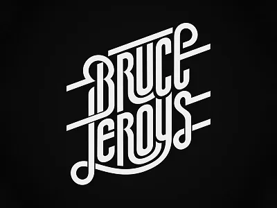Bruce Leroys logo, selected version 80s chrome lettering logo design typography
