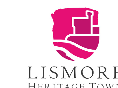 Lismore Heritage Town 01 brand identity branding castle competition contest corporate identity crest design graphic design identity ireland lismore lismore heritage town logo logo design magenta portfolio river silhouette student wexford