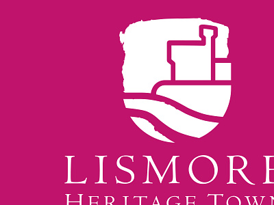 Lismore Heritage Town 02 brand identity branding castle competition contest corporate identity crest design graphic design identity ireland lismore lismore heritage town logo logo design magenta portfolio poster reverse river silhouette student wexford