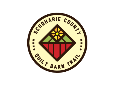 Schoharie Quilt Barn Trail Logo barn heart illustrator logo mark mountain quilt sun thick line valley