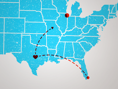 Maps austin chicago dashed line map miami move moving travel united states us usa