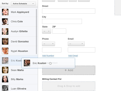 Drag & Drop account app contacts drag drop dropdown edit profile proskaters sort ui ux webapp