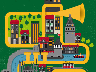 Jazz City Istanbul icon illustration infographic istanbul jazz music night street