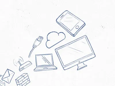simple illustrations brick cloud illustration imac laptop mail mobile network notebook phone rj45 router wall