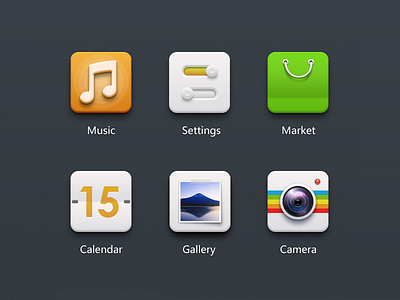 Theme icon calendar camera gallery icon market music settings theme