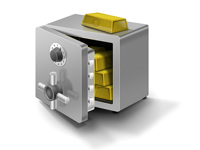 Vault gold icon illustration safe security vault