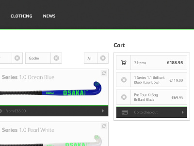 Osaka Store Cart basket blue card cart checkout cross grey hockey minimal osaka stick