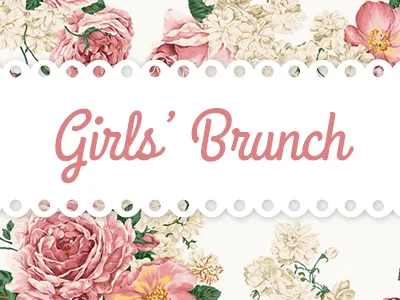 Brunch Invite border floral flowers girls scalloped women