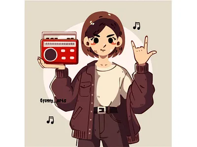 Retro Cartoon Character with a Radio Illustration broadcast cartoon communication day entertainment event listening media microphone music people podcast presenter radio sound speaker station talking vintage volume