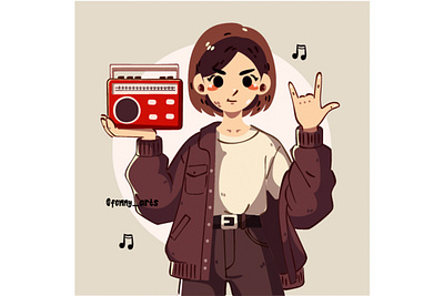 Retro Cartoon Character with a Radio Illustration broadcast cartoon communication day entertainment event listening media microphone music people podcast presenter radio sound speaker station talking vintage volume