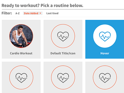 Workout Page app blue grey gym heart orange proxima nova thumbs webapp workout
