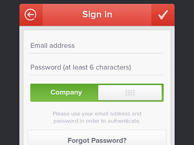 Sign In screen app ios iphone login sign in switch toggle ui user interface ux