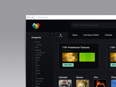 Texture Website interface texture website ui ux web website