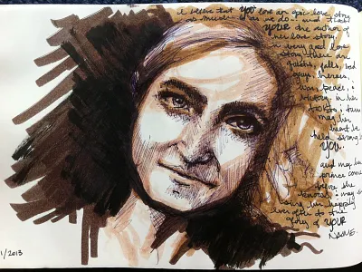 Portrait of a Friend, too. ink journal portrait sketch sketchbook writing