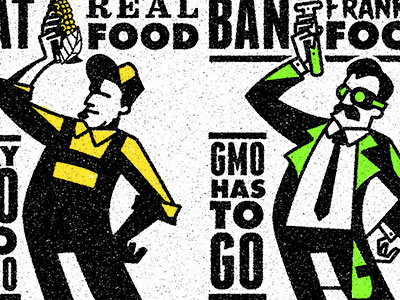 Front and Back design gmo illustration poster protest