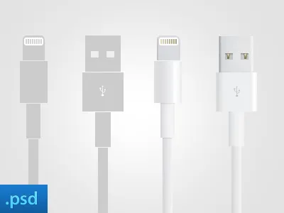 Apple Lightning & USB cable apple cable illustration lightning lightning cable photoshop photoshop render psd render usb usb cable