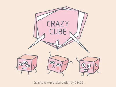 CRAZY CUBE cartoon comic cube cute daft design expression fun illustration pink