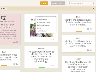 e-learning content management - All the Things content management e learning education filtering product design ui ux