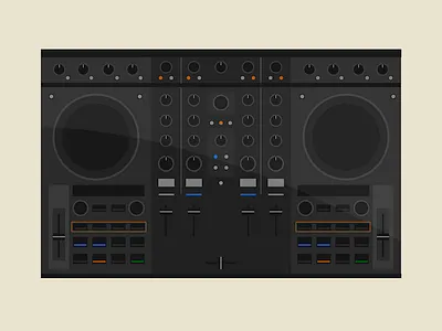 Kontrol S4 2d decks design dj flat illustration mixer vector