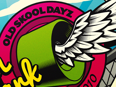 Old Skool Dayz illustration lettering skateboarding t shirt