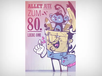 happy birthday Grandma :) birthdaycard bkopf bkopfone freaky grandma illustration