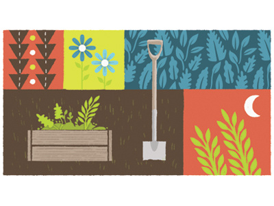 Grow Your Own bold bright colourful flowers illustration leaf leaves pattern plants