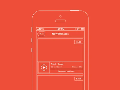 New Releases - iOS Wireframe app concept ios music psd wireframe
