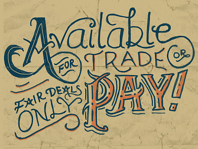 Available For Trade or Pay copic design hand drawn type handletter marker typography
