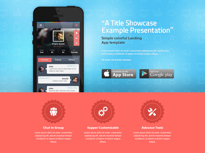 Landing page app blue demo landing page red ui