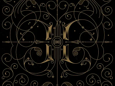H chiseled design embossed gold halftone hiatus monogram print swirls type typography