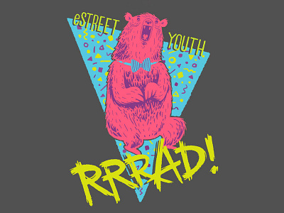 Rrrad Tank Top 80s bear bowtie bright illustration neon rad rrrad